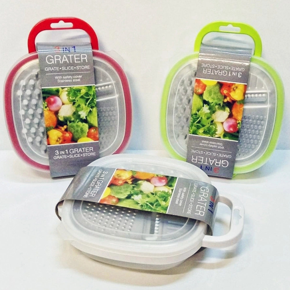Trade Shop - Grattugiera In Acciaio Con Contenitore E Coperchio Grattugia Formaggio Julienne -