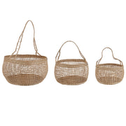 Set di 3 cestini in alghe naturali con manici Accessorio per la casa in stile Boho