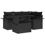 Set Divano da Giardino 5 pcs Nero Rattan in Polipropilene