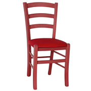 Sedie da sala da pranzo in legno Venezia rosse con seduta in similpelle rosso