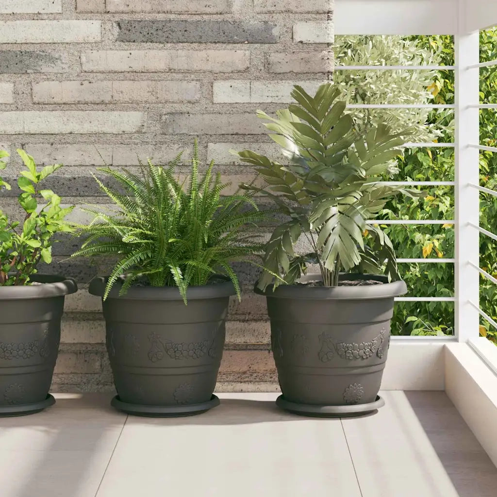 Fioriere | Cassetta per fiori | Vaso Rotondo per Fiori 24 pz Nero ? 30 x 25 cm Plastica