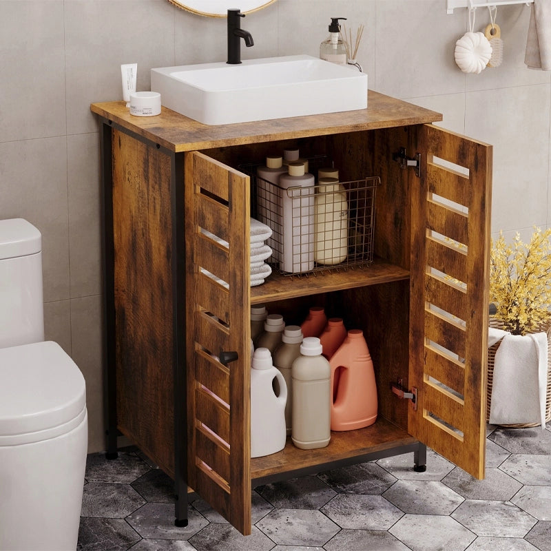 Mobile bagno in stile loft marrone, rustico