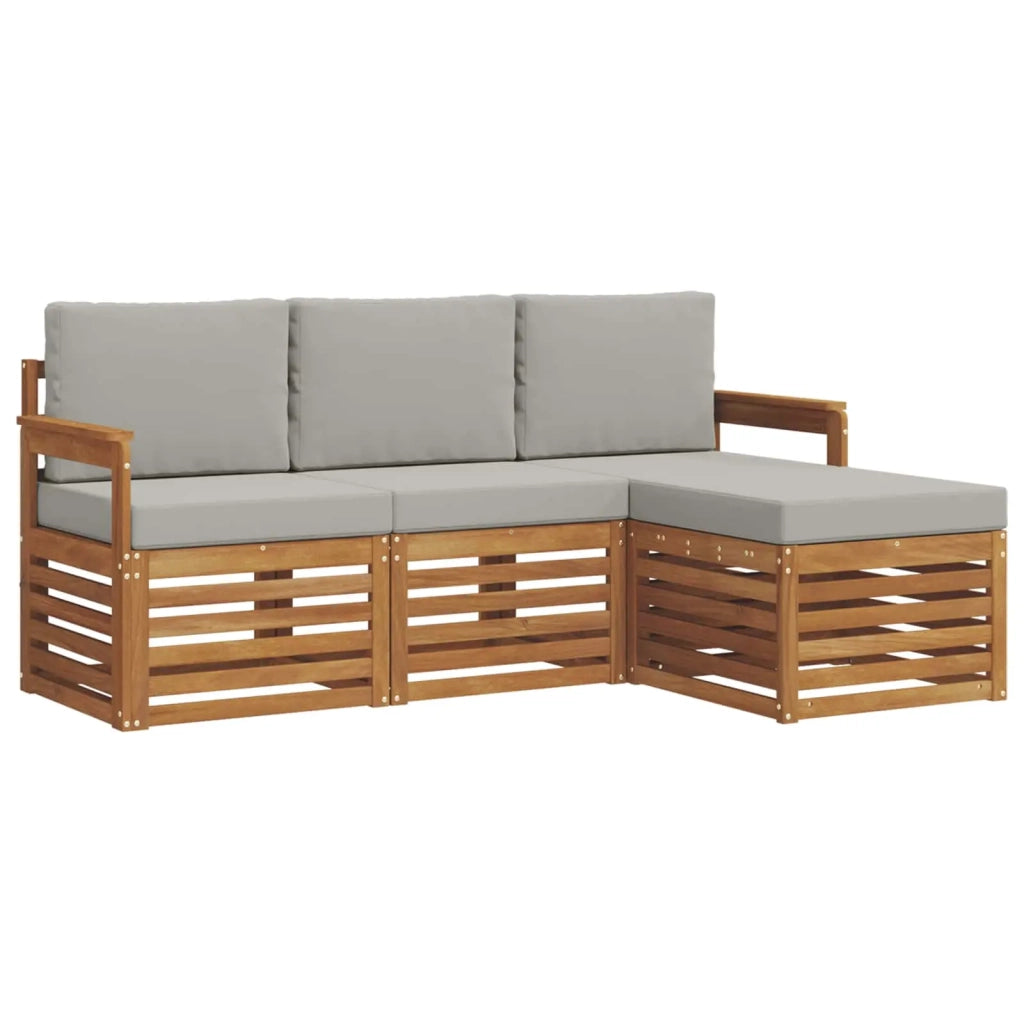 Set di divani da esterno 4 pcs Grigio Naturale e Chiaro 3374596