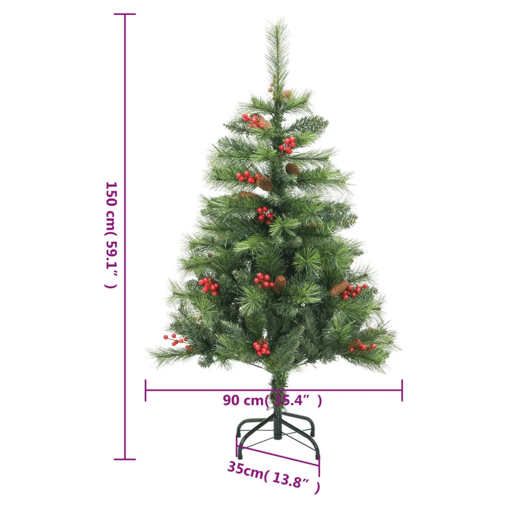 Albero Natale Artificiale Incernierato con Pigne e Bacche 150cm 357706