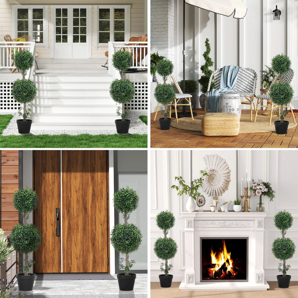 Set 2 Pezzi Piante Finte Buxus Artificiali ¨C Minimal ¨C Verde con Vaso