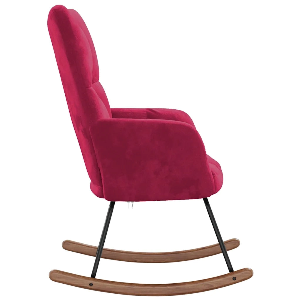 Sedia a Dondolo Rosso Vino in Velluto 328144
