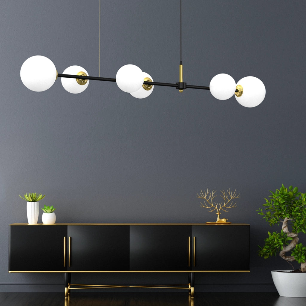 Lampadario sospeso Milagro POP MLP7846 6 luci nero oro