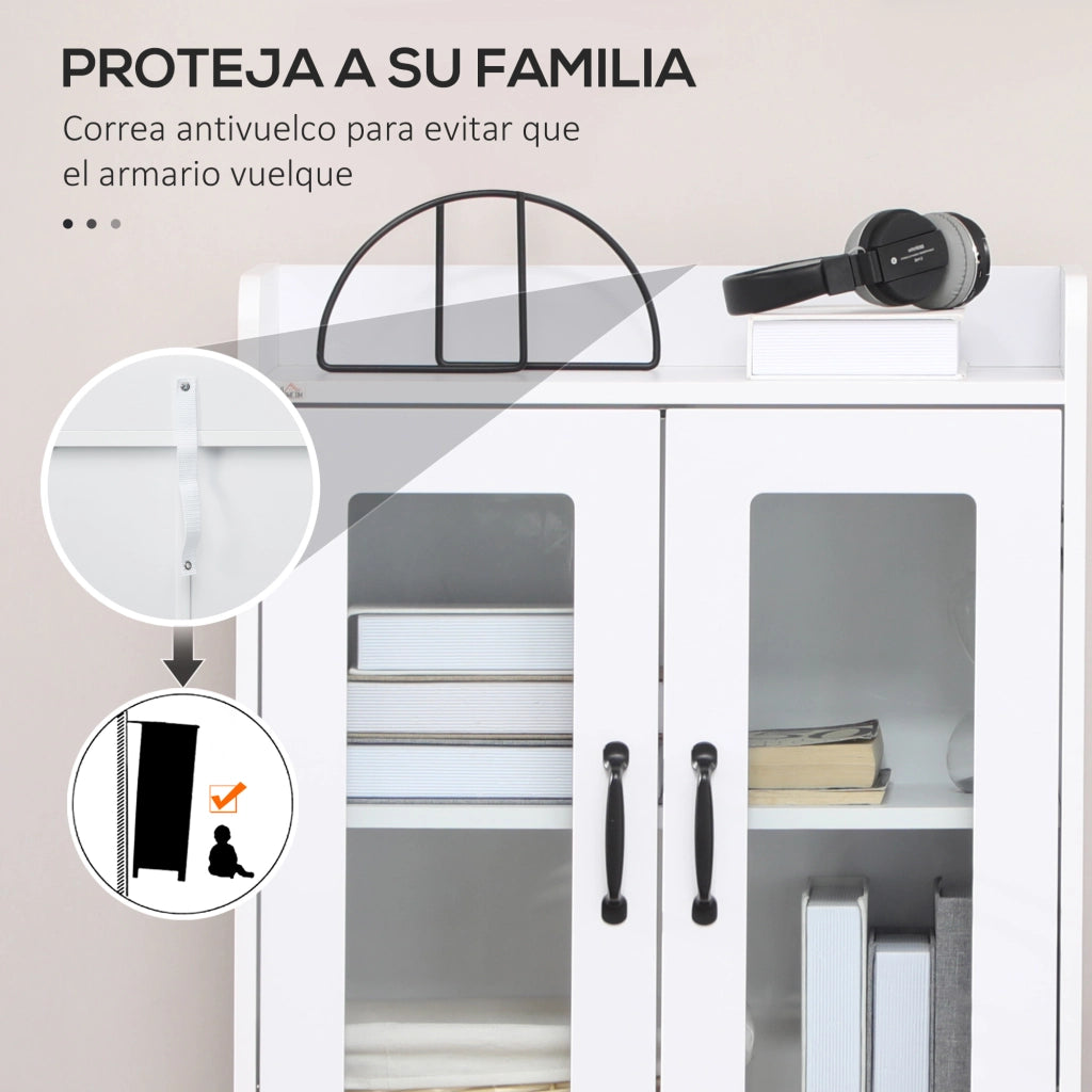 Libreria con ante in vetro scaffale regolabile ¨C Minimal ¨C Bianco 60x30x116cm