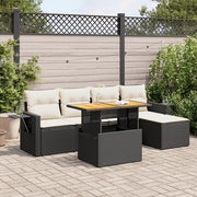 Set Divano da Giardino 6 pz con Cuscini Nero in Polyrattan 3327136