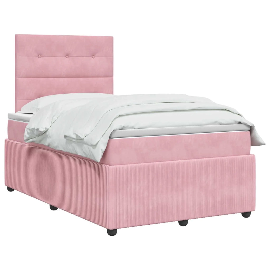 Letto Box Spring LED con Materasso Rosa 120 x 190 cm Velluto 3456034