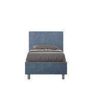 BS COM Letto singolo con rete imbottito 80x190 microfibra blu