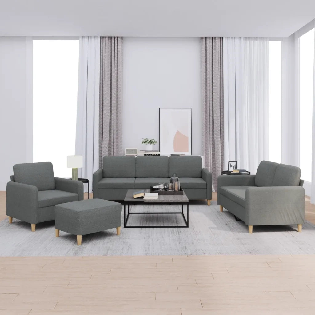 Set di Divani 4 pz con Cuscini Grigio Scuro in Tessuto 3202063