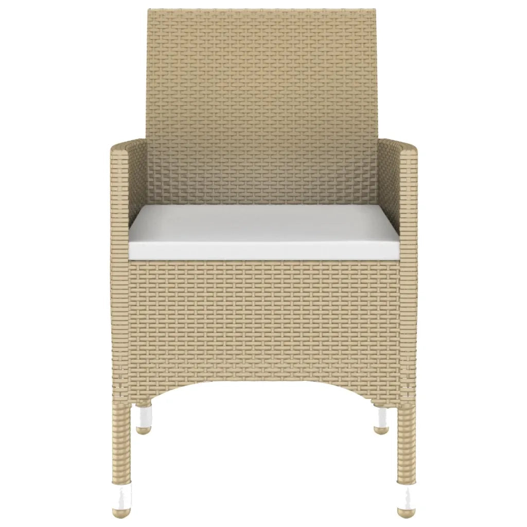 Set da Pranzo Giardino 7 pz Polyrattan e Vetro Temperato Beige 3058430