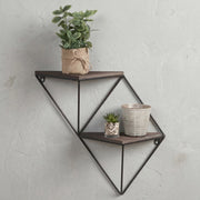Cassola, Mensola 2 Ripiani, 33x13x30h cm Marrone Noce