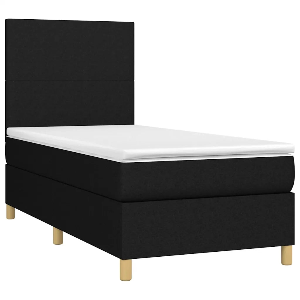Letto a Molle con Materasso e LED-Struttura Letto con Materasso Nero 80x200 cm in Tessuto 900688
