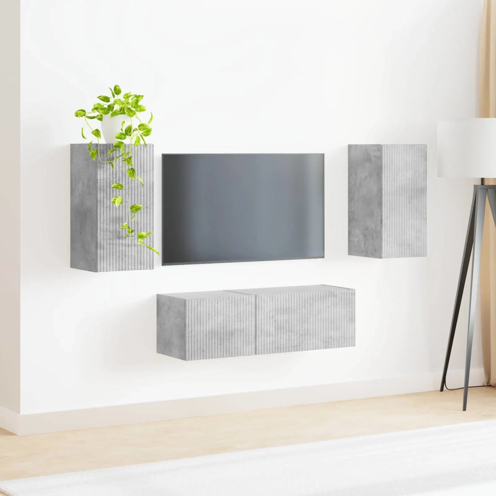 Set di Mobiletto da TV a Parete 4 pcs Grigio cemento