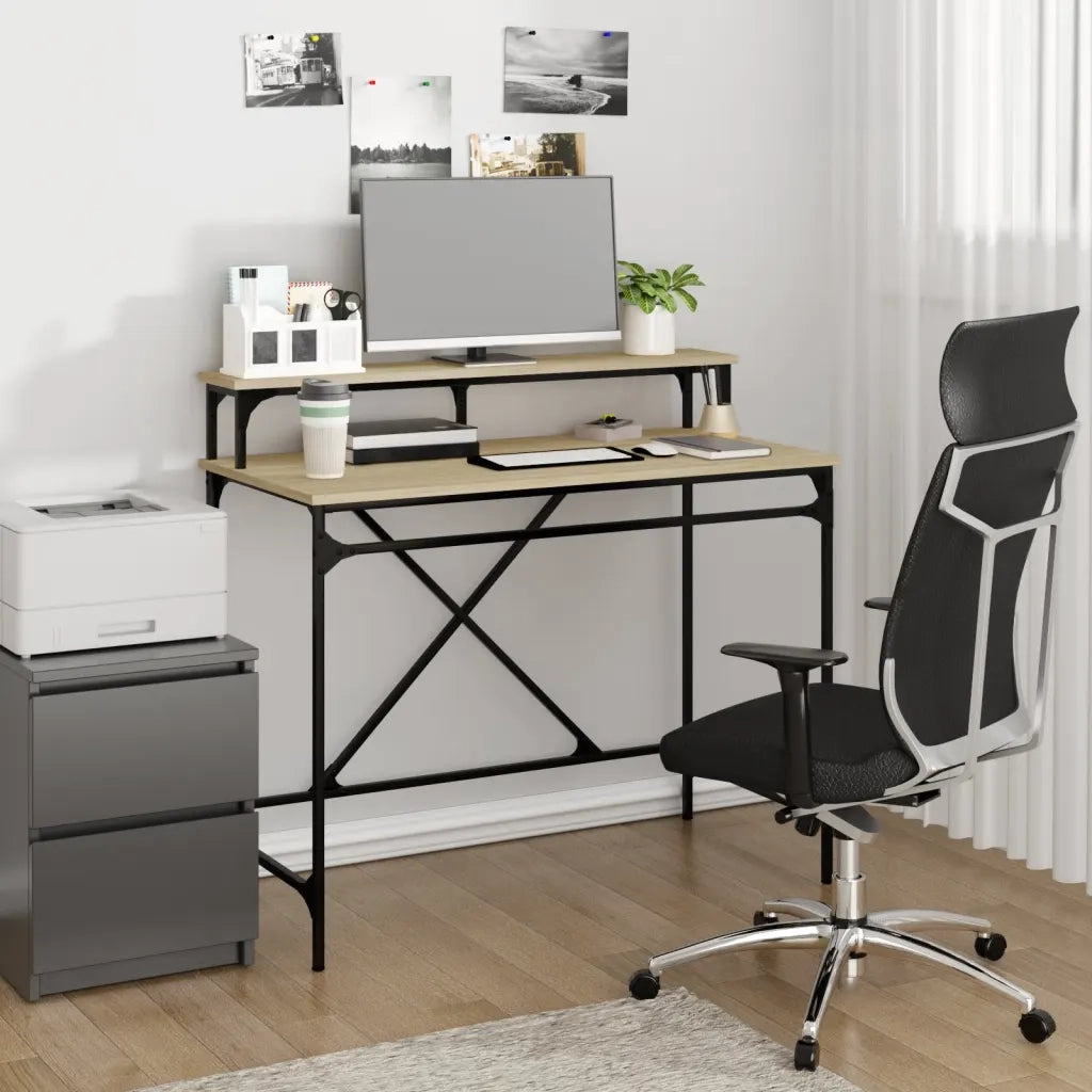 Scrivania | Tavolo da Ufficio Rovere Sonoma 100x50x90 cm Legno Multistrato e Ferro