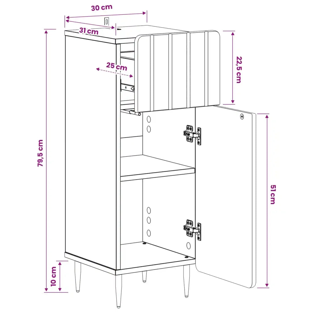 Mobiletto da Bagno ZWOLLE Rovere Artigianale 30 x 31 x 79,5 cm 896394