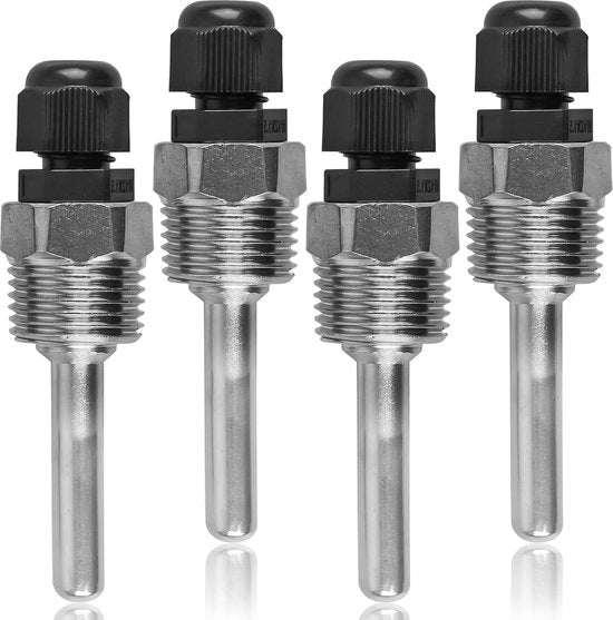 Termometri di immersione 4 pezzi 8 x 50 mm con connessione G1/2 in acciaio inossidabile - sensore di temperatura - elementi termici.