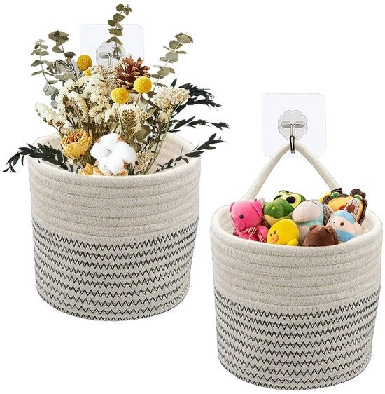 Decorazione per balcone e parete - 2 pezzi - Corda in cotone - Mandorla intrecciata - Macramè - Porta piante - Decorazione eco-friendly
