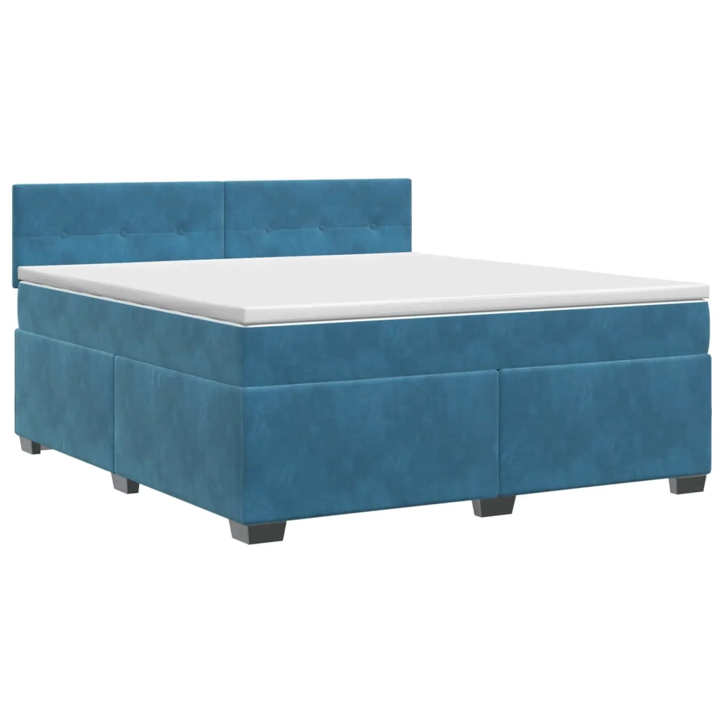 Letto box spring con materasso Blu Scuro 140 x 190 cm Velluto 3450714