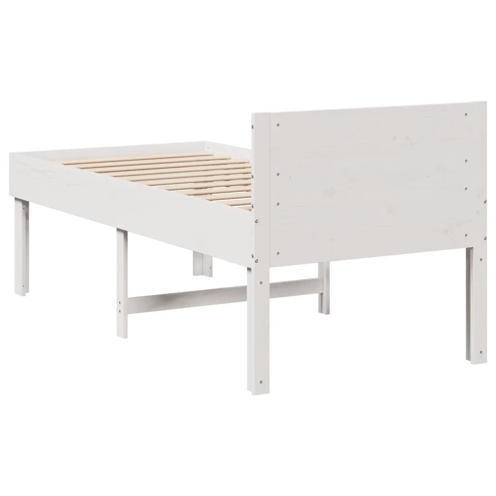 Letto singolo | Letto per adulti | Letto senza Materasso Bianco 90x190 cm in Legno Massello Pino