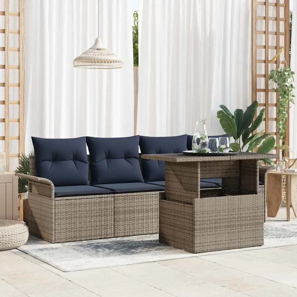 Set Divano da Giardino con cuscino 5 pcs Grigio polyrattan 3348191