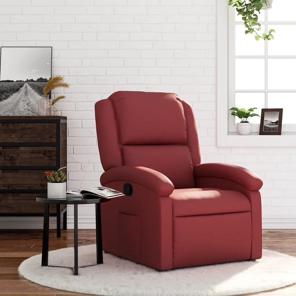 Poltrona | Sedia Relax Reclinabile Rosso Vino in Similpelle