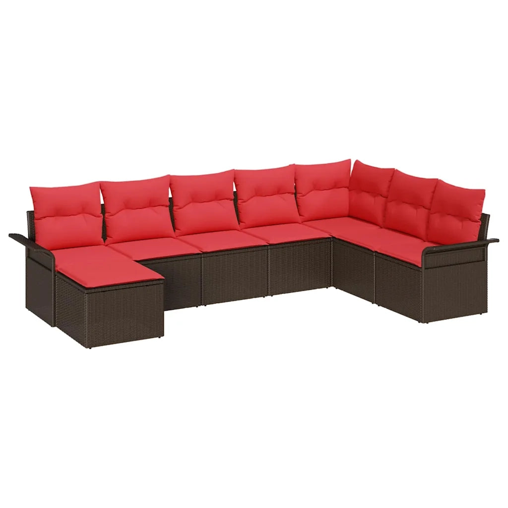 Set Divano da Giardino con cuscino 8 pcs Marrone polyrattan 3345484