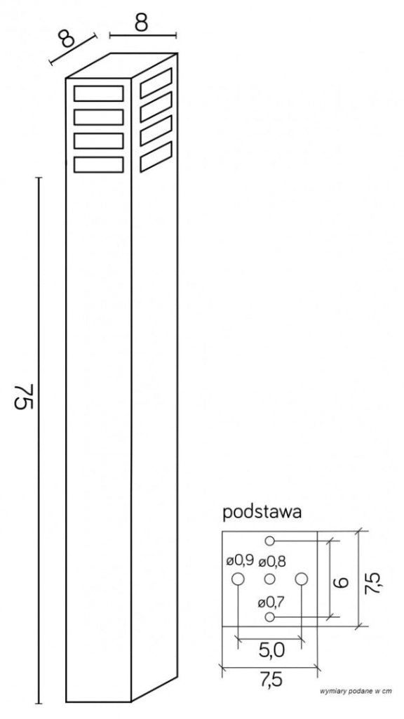 Paletto da giardino 75cm E27 argento IP54 SU-MA RADO