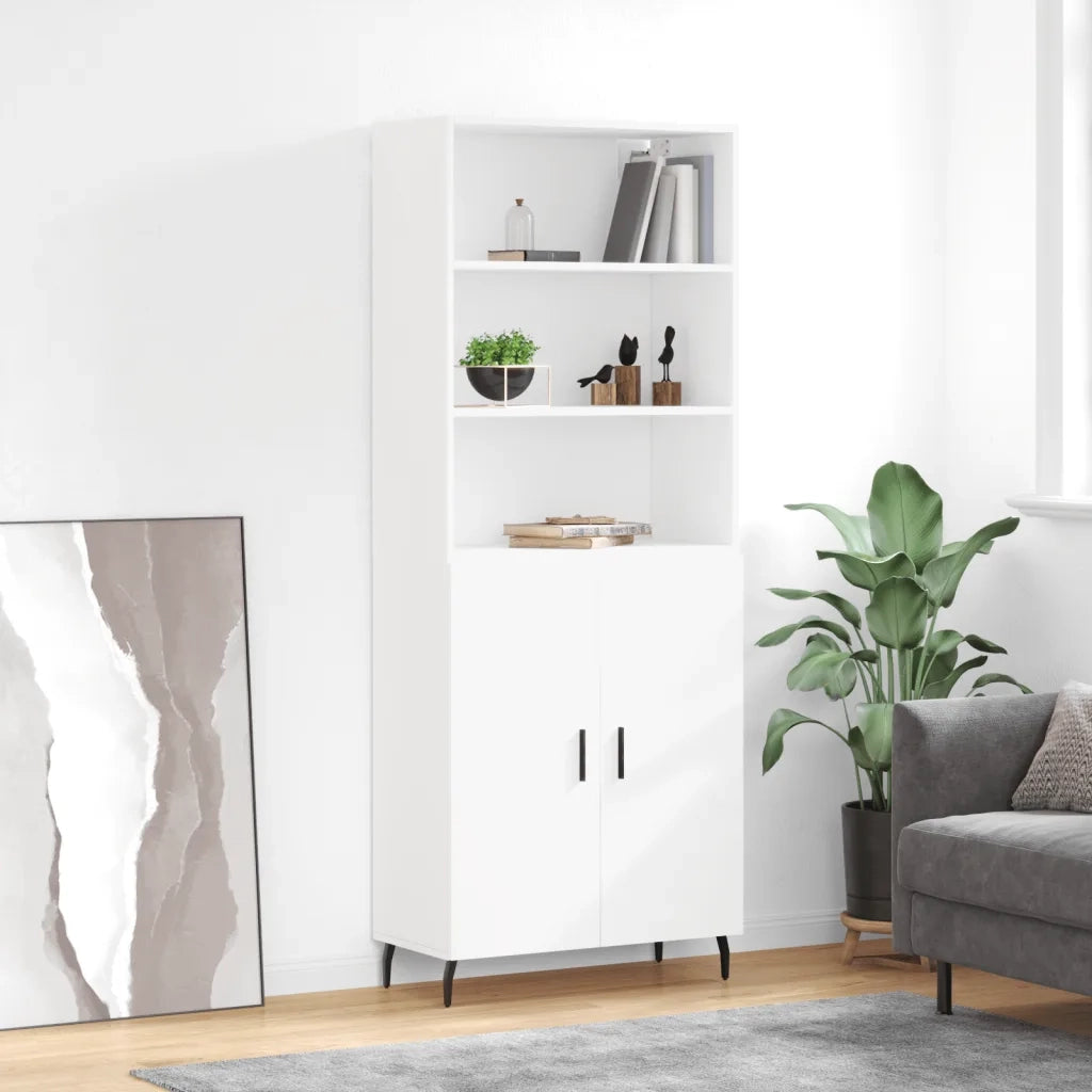 Credenza-Buffet-Armadio da cucina Bianca 69,5x34x180 cm in Legno Multistrato 498757