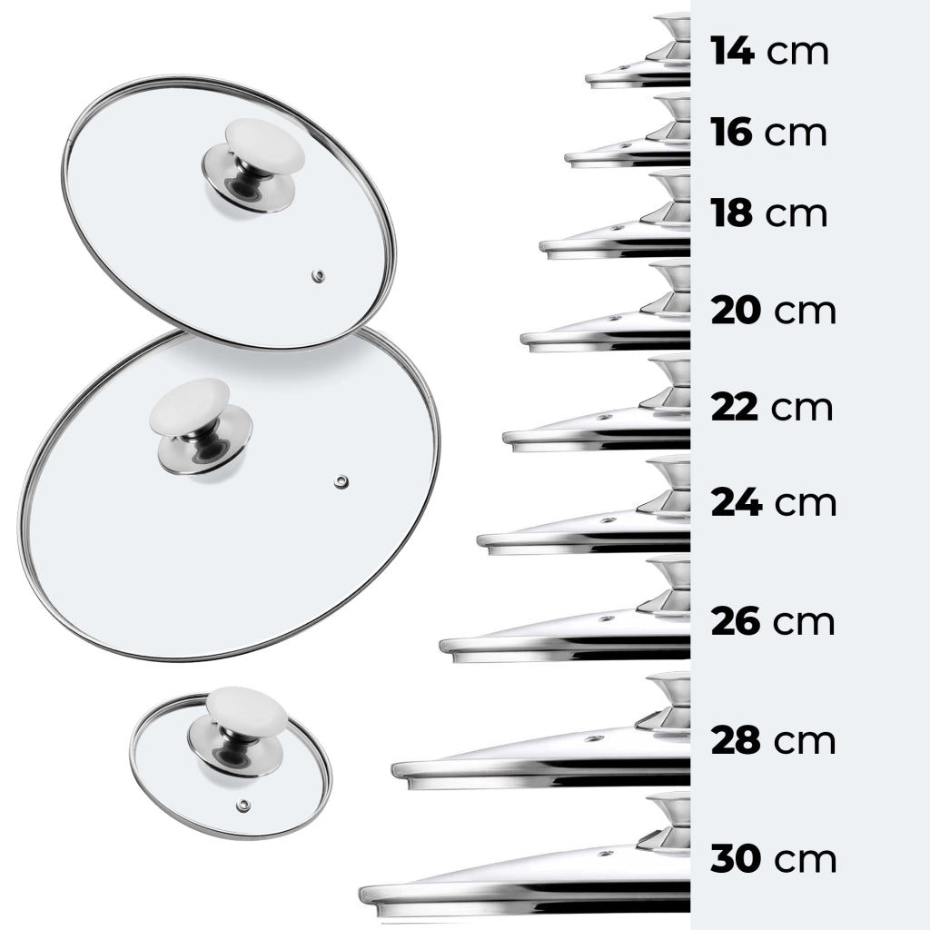 Coperchio in vetro KADAX da 24 cm, universale, resistente al calore, per pentole e padelle.
