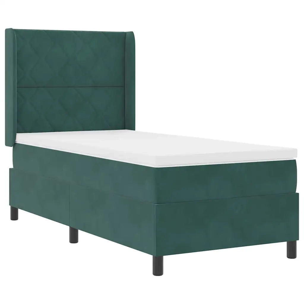 Letto a molle con strisce LED Verde Scuro 90 x 200 cm Velluto 3343907