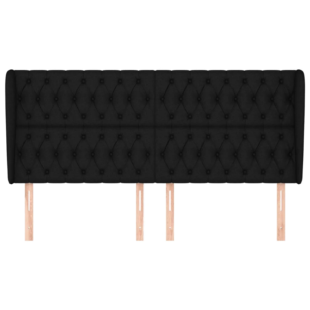 Testiera ad Orecchio-Testata con Orecchie Nera 183x23x118/128 cm in Tessuto 948237