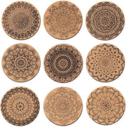 Supporti di Cork - Riciclabili - 9 Pezzi - Design Retro - 10 x 0,5 cm