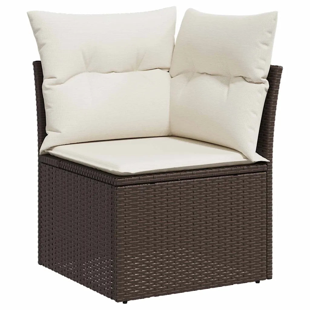 Set Divano da Giardino con cuscino 6 pcs Marrone Poly Rattan