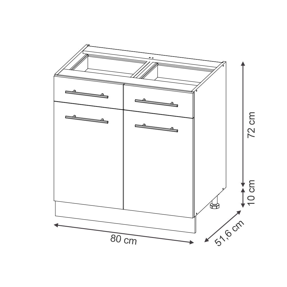 Mobiletto base per cucina Fame-Line Blu scuro lucido/Antracite 80 cm, PL Antracite Vicco