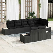Set Divano da Giardino con archiviazione 8 pcs Nero Poly Rattan
