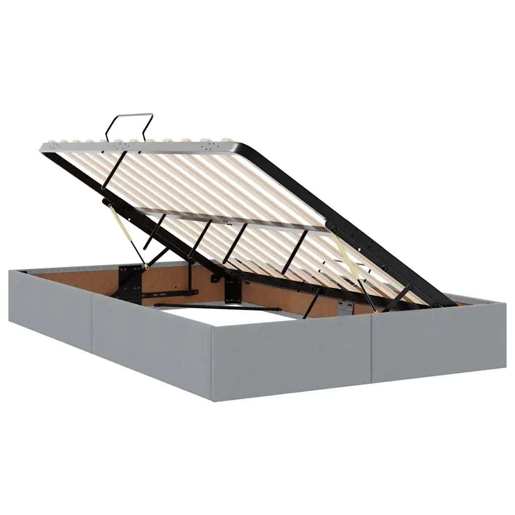 Letto con contenitore e LED Grigio chiaro 120 x 190 cm Tessuto 3371067