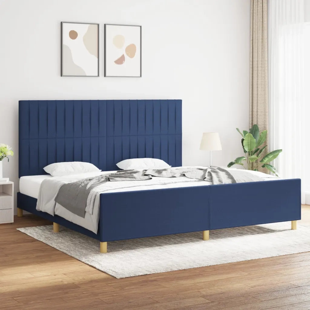 Giroletto senza Materasso Blu 200x200 cm in Tessuto