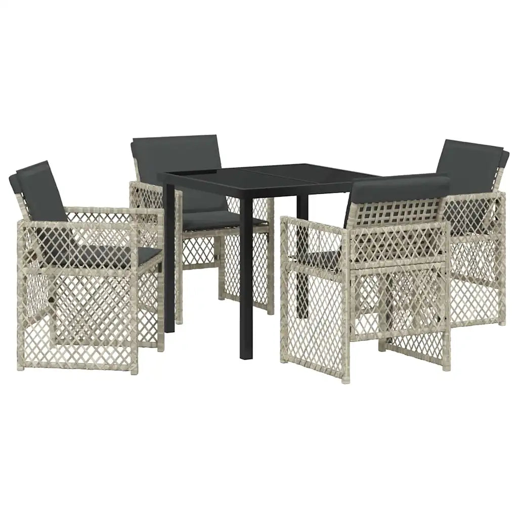 Set da Pranzo per Giardino 5 pcs Grigio chiaro polyrattan
