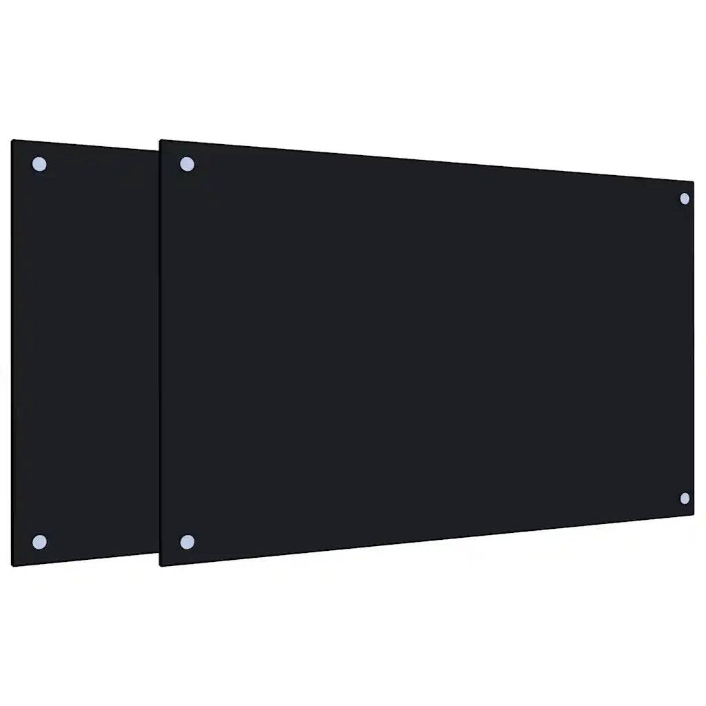Paraschizzi per Cucina 2 pz Neri 80x50 cm in Vetro Temperato 3315799