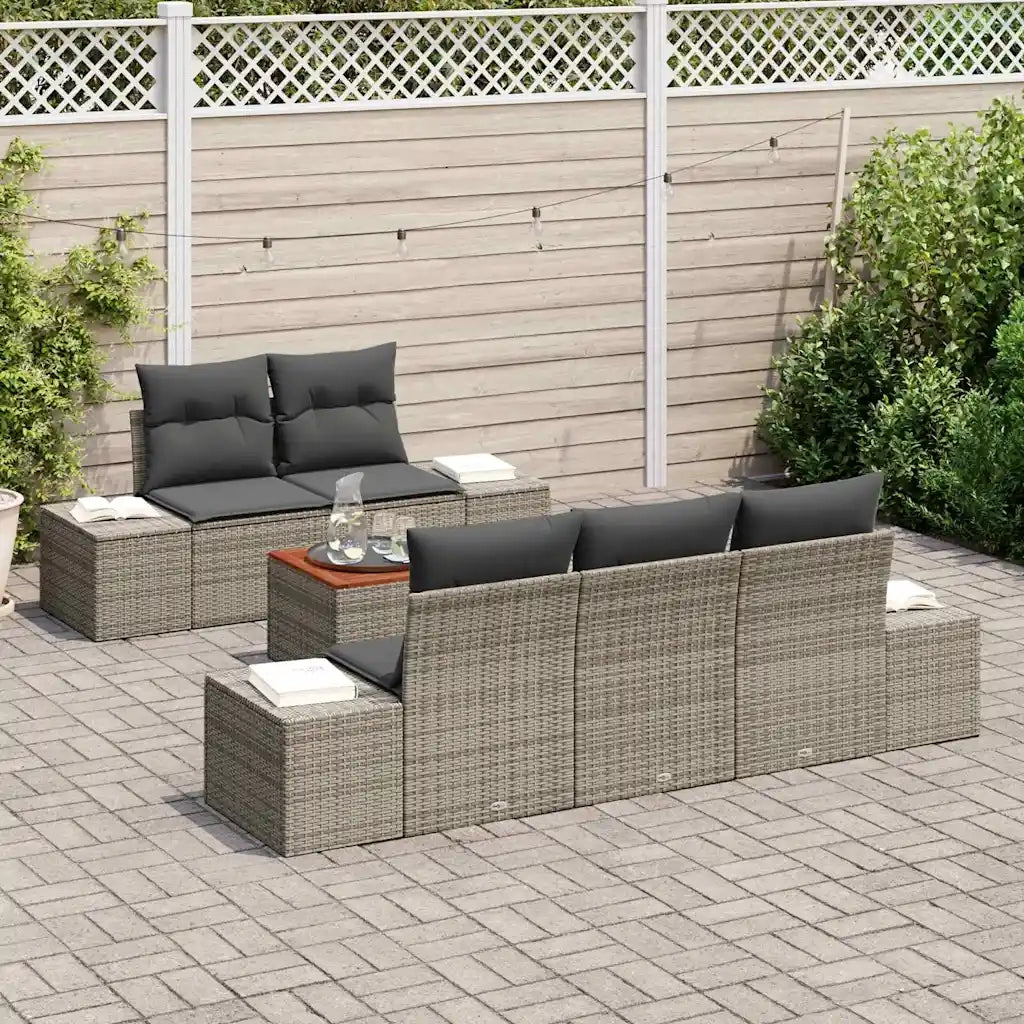 Set Divano da Giardino 6 pcs Grigio polyrattan 3356564