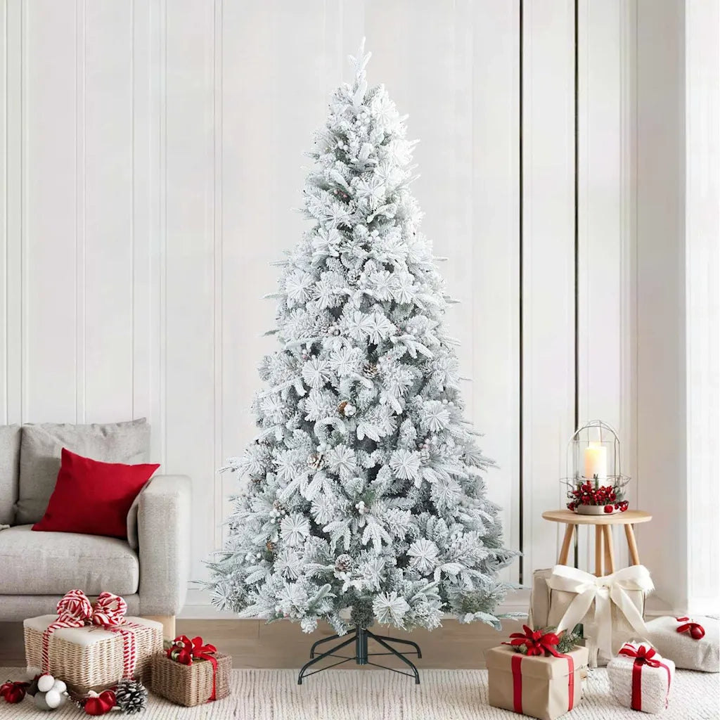Albero di Natale Artificiale Snodato Foderato di Neve Bianco 42019310