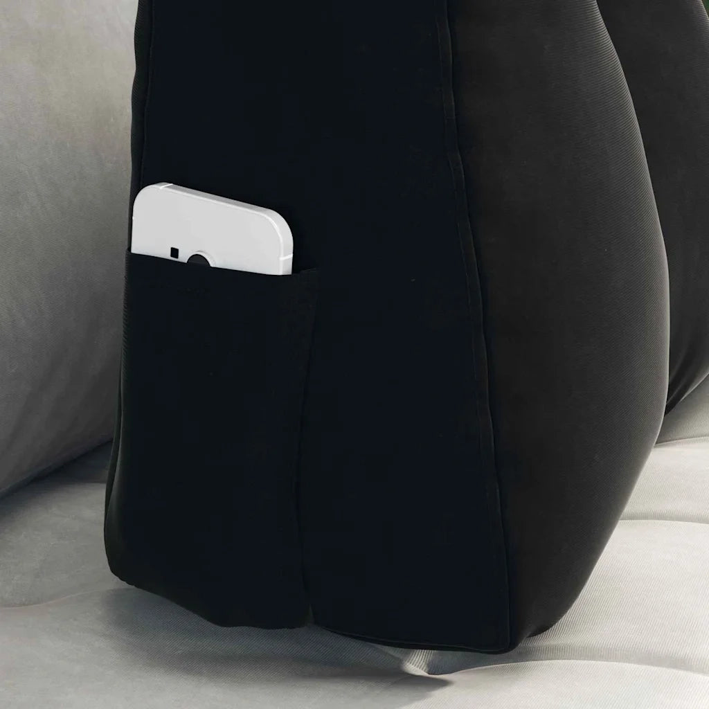 Cuscino per Schiena Nero 60 x 24 x 50 cm Velluto 42014406