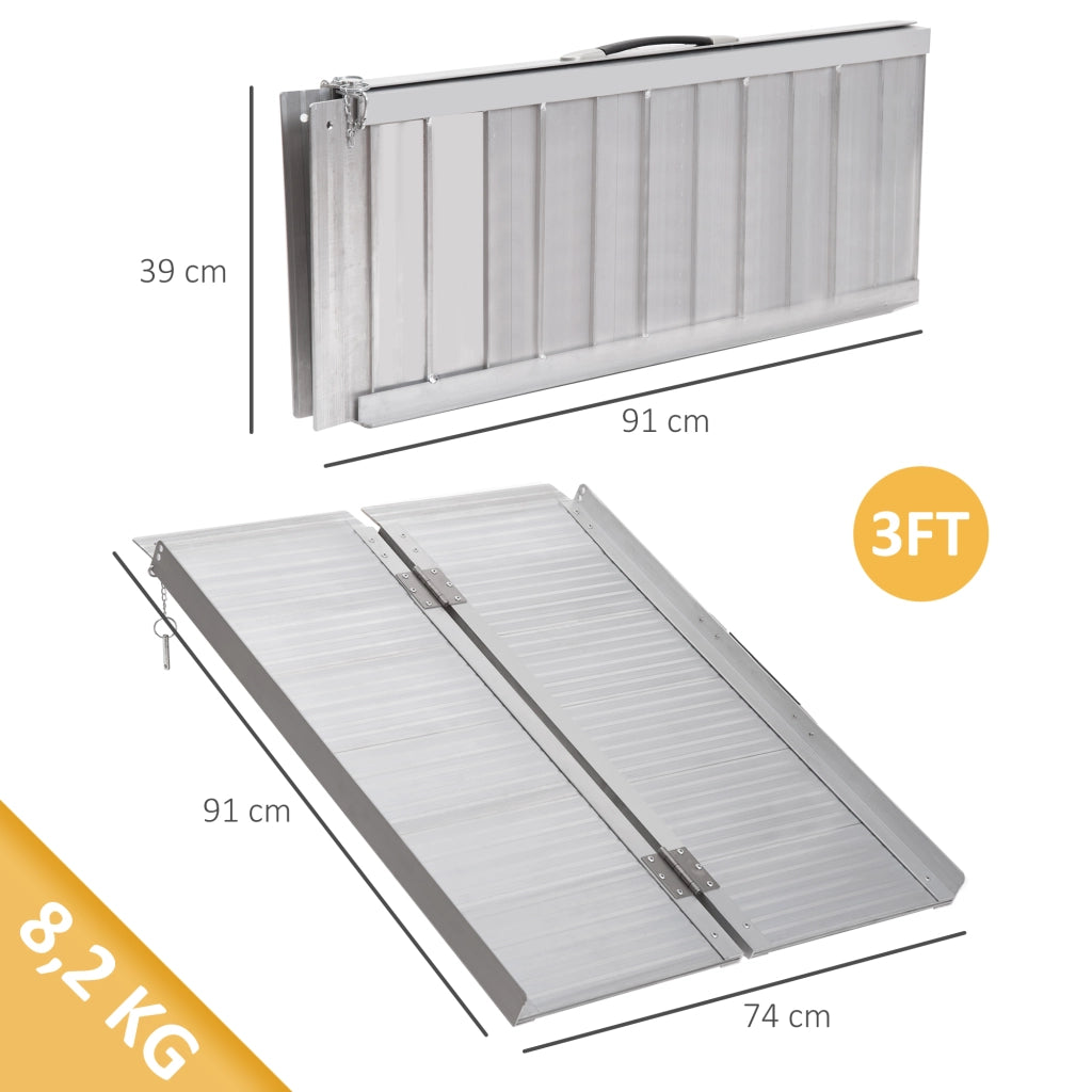 Rampa per Sedia a Rotelle Pieghevole in Alluminio ¨C zephmum ¨C 91x74 cm