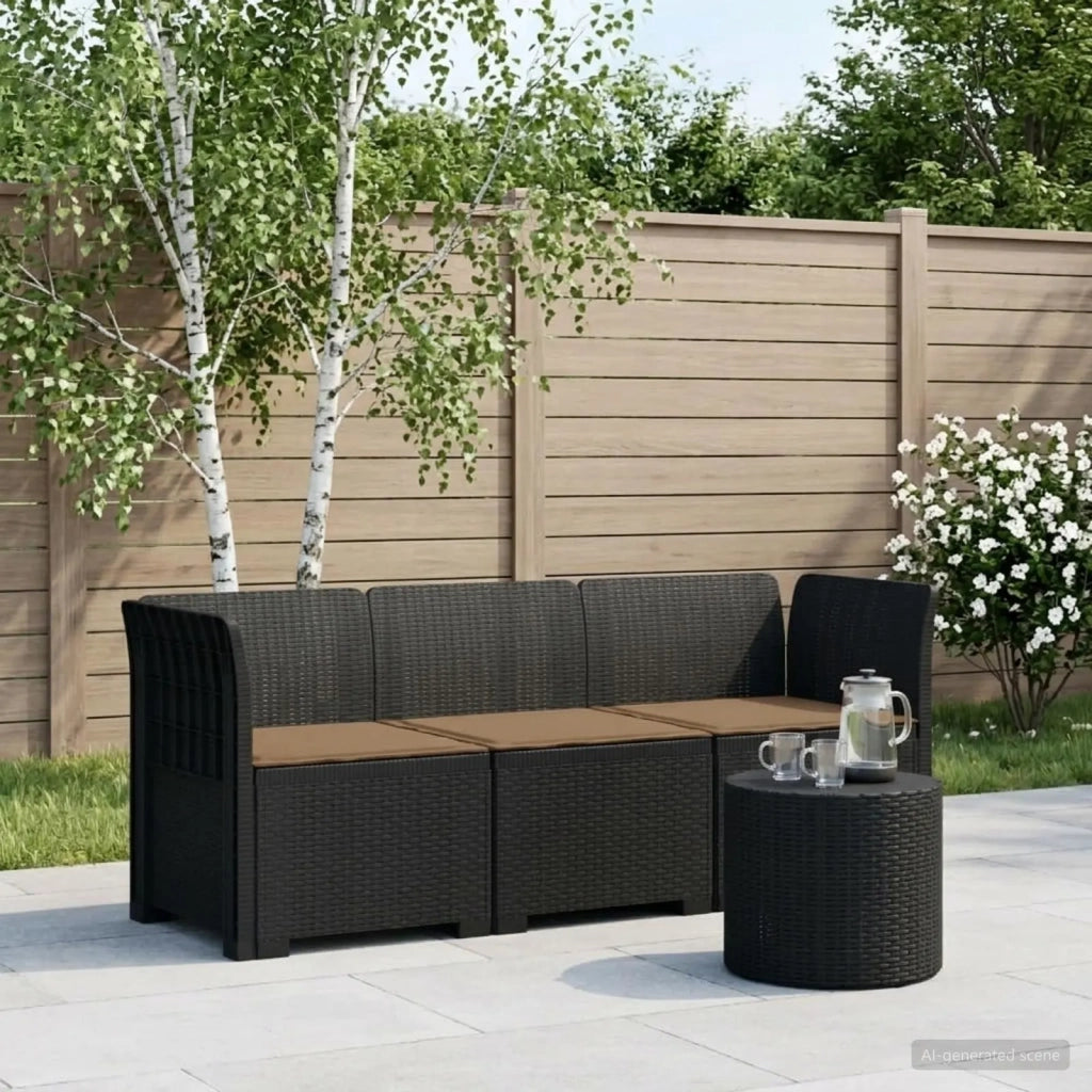 Divano da esterno-Divano da Giardino 3 posti con cuscini in look rattan PP 858602