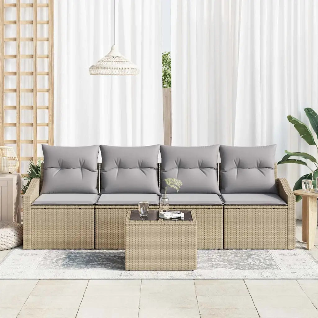 Set di divani 5 pcs Beige e Grigio Chiaro polyrattan 3346590