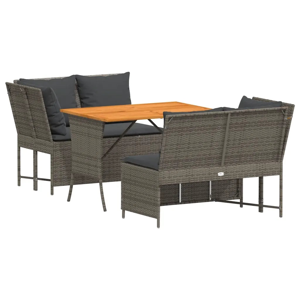 Set Divani da Giardino 3 pz con Cuscini Grigio in Polyrattan 3365343