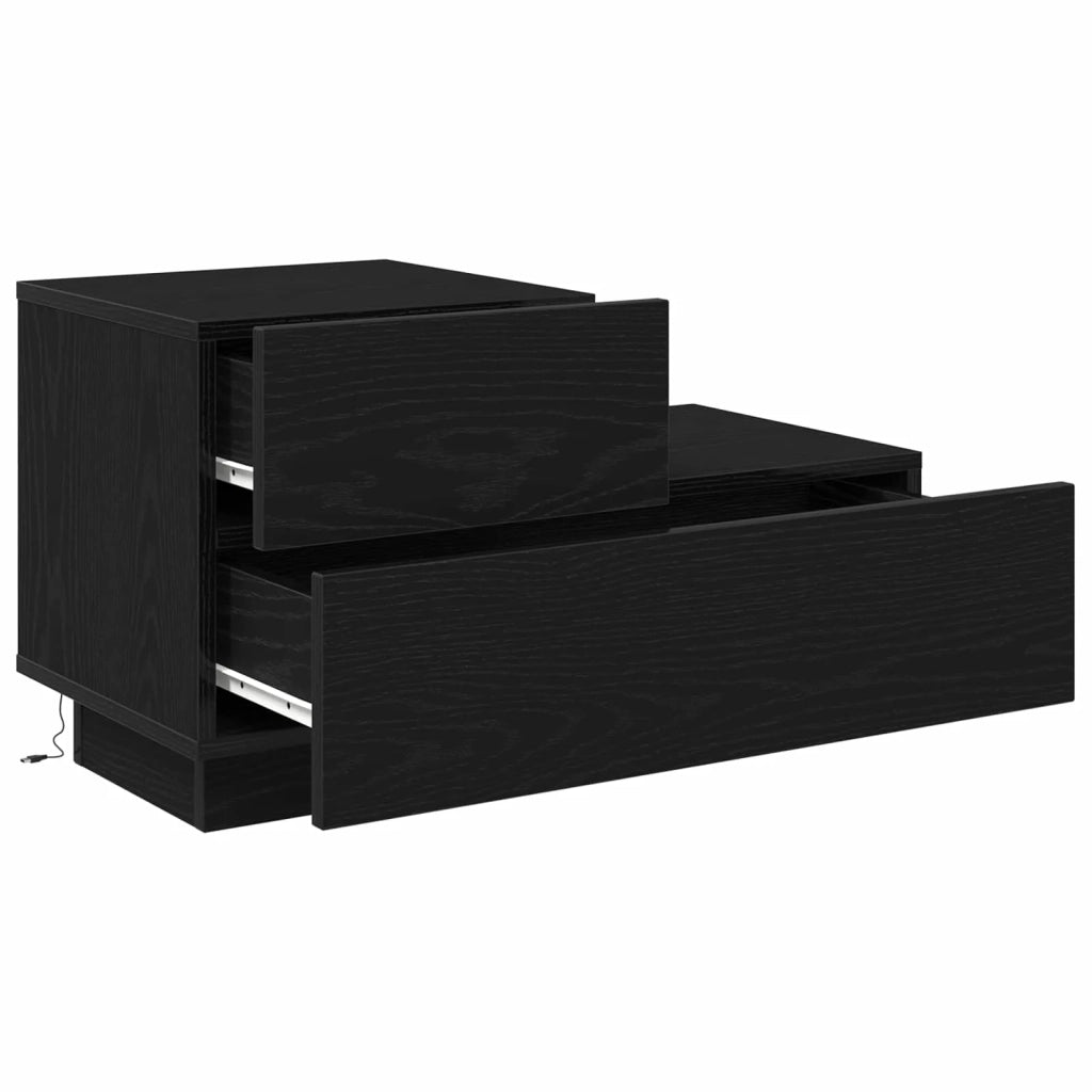 Armadio da Notte con cassetto Rovere Nero 70 x 36 x 40,5 cm 863065